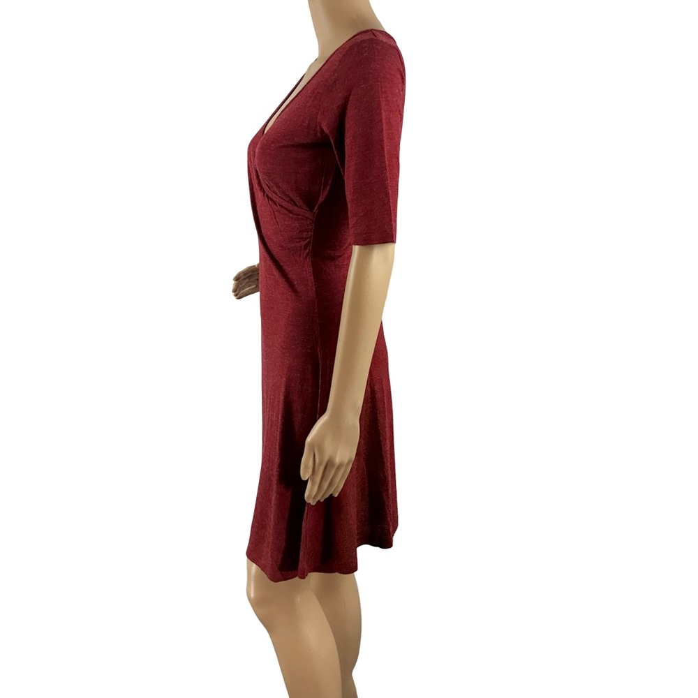 prAna Nadia Faux Wrap Wool Blend Dress Heathered Red Size XS - Picture 4 of 7